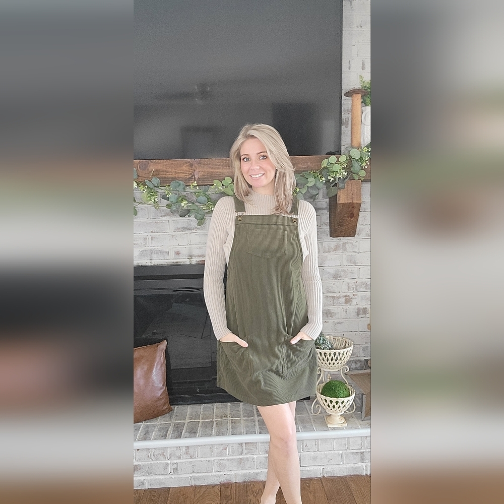 Olive Green Corduroy Overalls